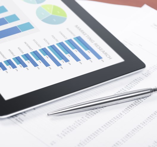 Business Charts On Digital Tablet PQ98AKX